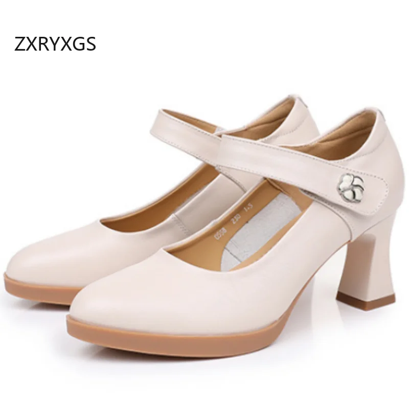 

ZXRYXGS Top Layer Cowhide Women Pumps Fashion Shoes 2026 New Genuine Leather Professional Work Banquet Shoes High Heels 7 Cm