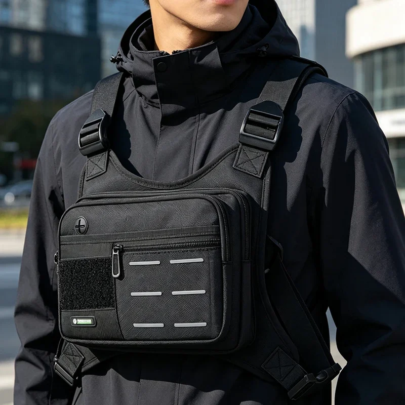 Outdoor Sport Vest Backpack Lightweight Tactical Riding Chest Bag Hip-hop Streetwear Chest Rig Bag Hiking Camping Storage Pocket