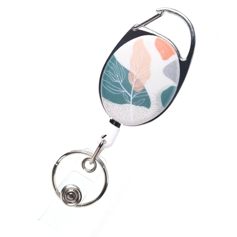 Frosted Elliptical Zinc Alloy Badge Reel Retractable Outdoor Keychain ID Card Pass Holder Clip Badge Reels