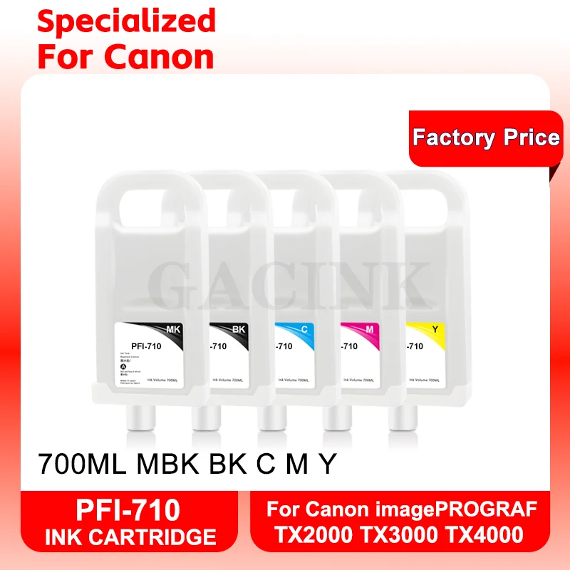 For Canon PFI-710 PFI 710 Refillable Ink Cartridge With ARC Chip For Canon TX2000 TX3000 TX4000 700ML Printer High Quality 700ML