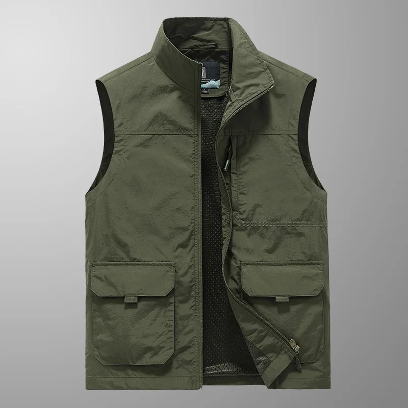 2024 new quick-drying vest sleeveless waistcoat fishing tooling vest Thin coat large size outdoor multi-pocket vest