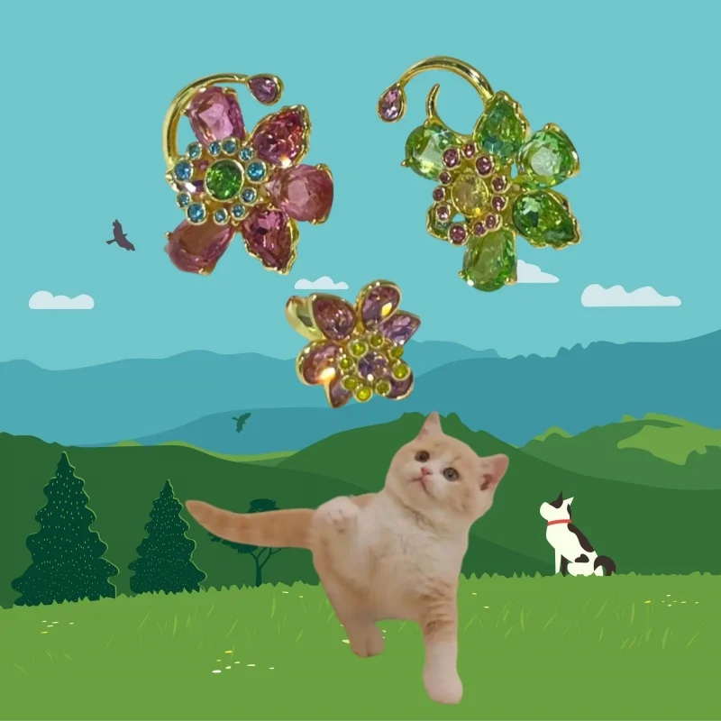 

The most popular colored crystal flower gold-plated necklace of 2025, mixed cutting fashionable cat exquisite gift