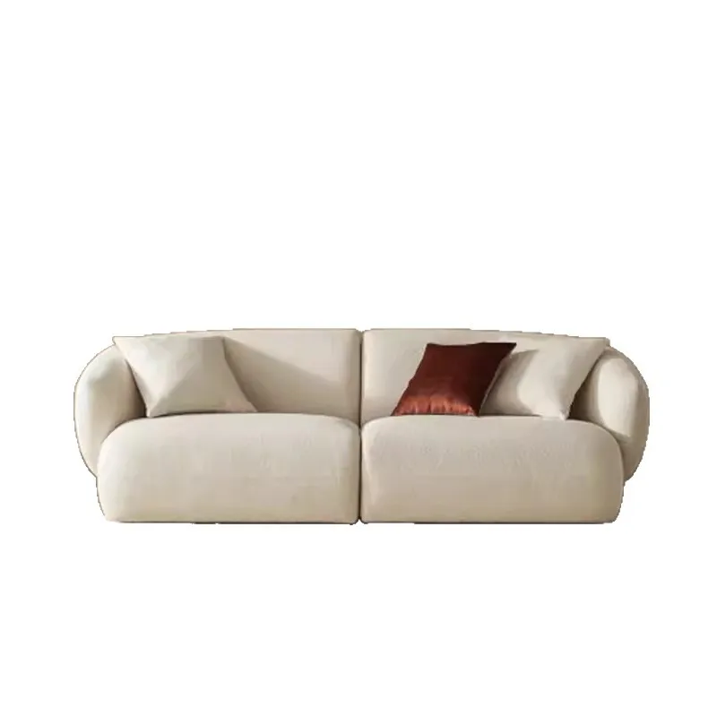 

Lamb wool fabric sofa small apartment living room, apartment designer homestay curved special-shaped sofa