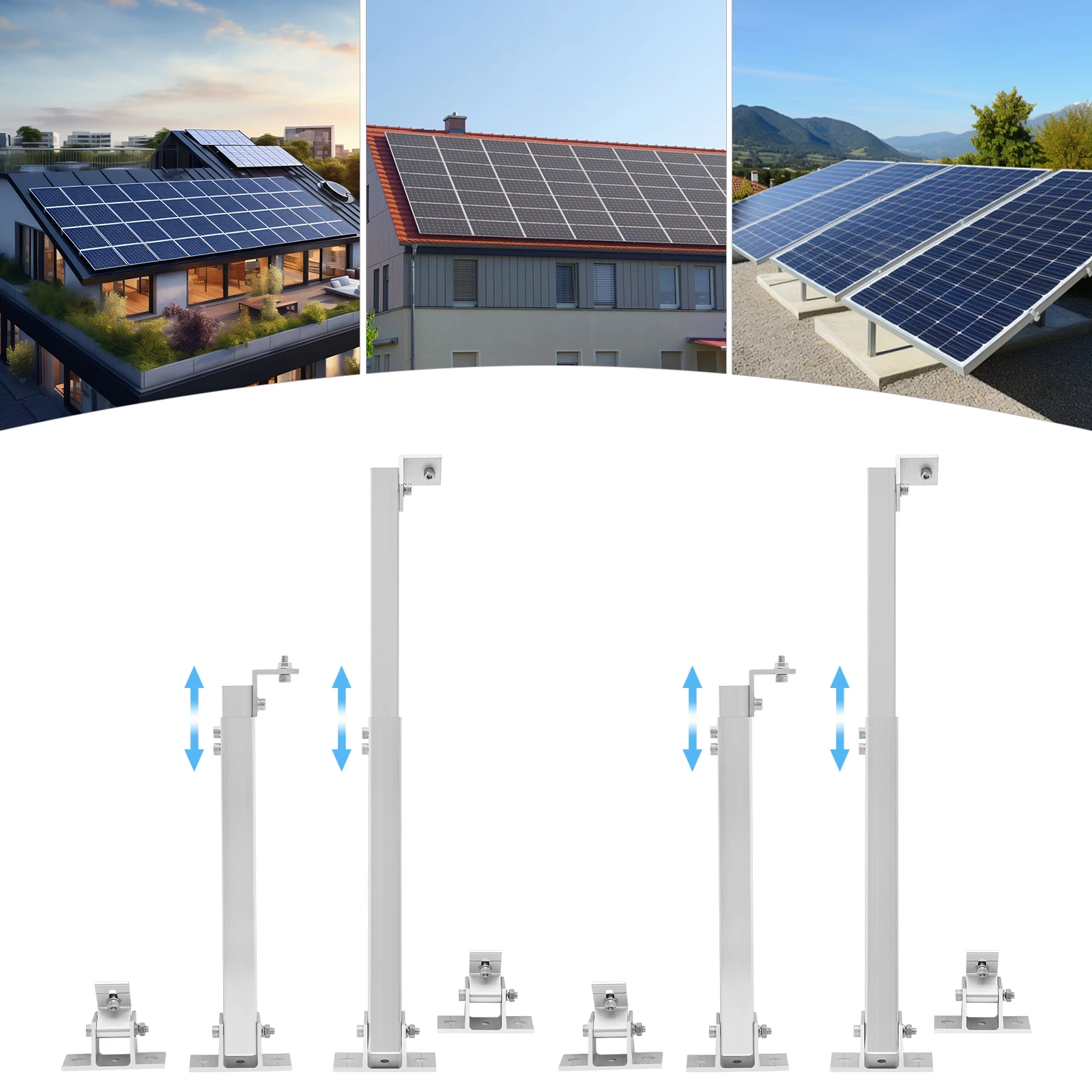 4PCS Solar Panels Mount Brackets 15-30° Adjustable Tilt Mounting Stands for Flat Roof Wall Balcony Power Plant Motorhome image 3