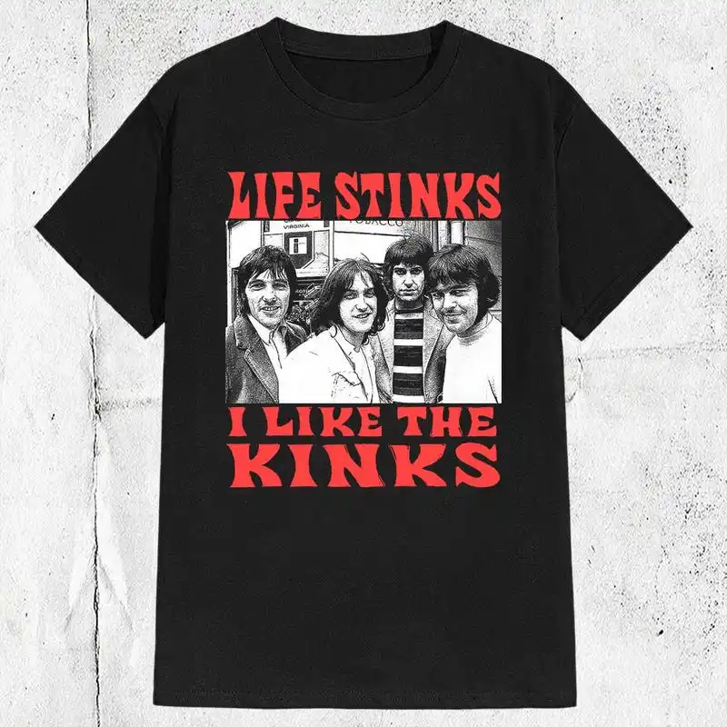 70s 80s The Kinks Rock Pop English Band T-shirt ,Graphic Short Sleeve Crew Neck Cotton T-Shirt