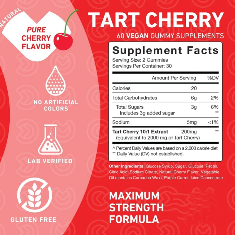 Sour Cherry Soft Candy - Uric Acid Rinse and Cleanse Strong Sour Cherry Extract Antioxidant, Comfortable to Joints and Muscles