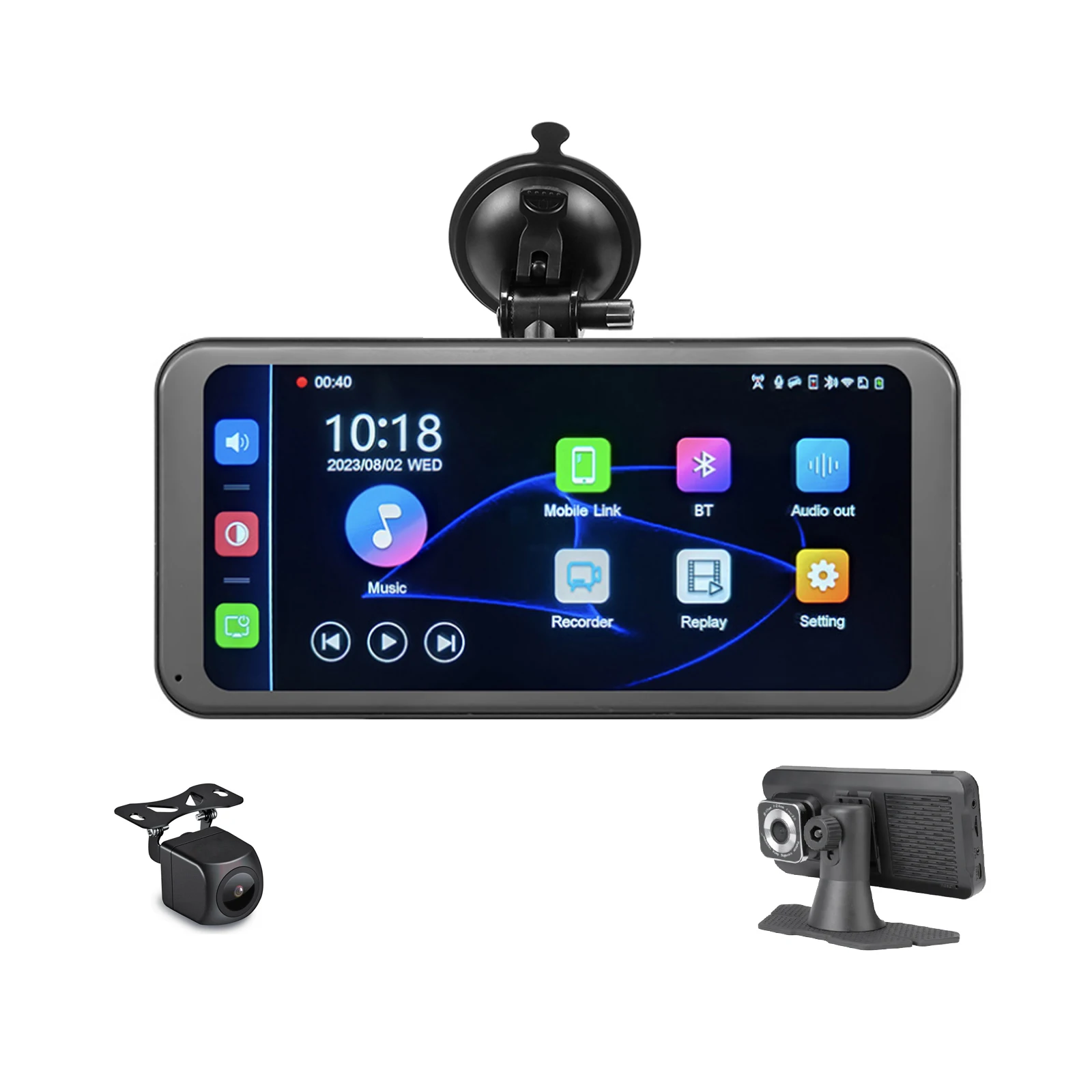 

iPoster 6.2" Touch Screen Dash Cam Car Monitor ADAS 2K DVR Dual Dash Cam Wireless CarPlay Android Auto Airplay Miracast