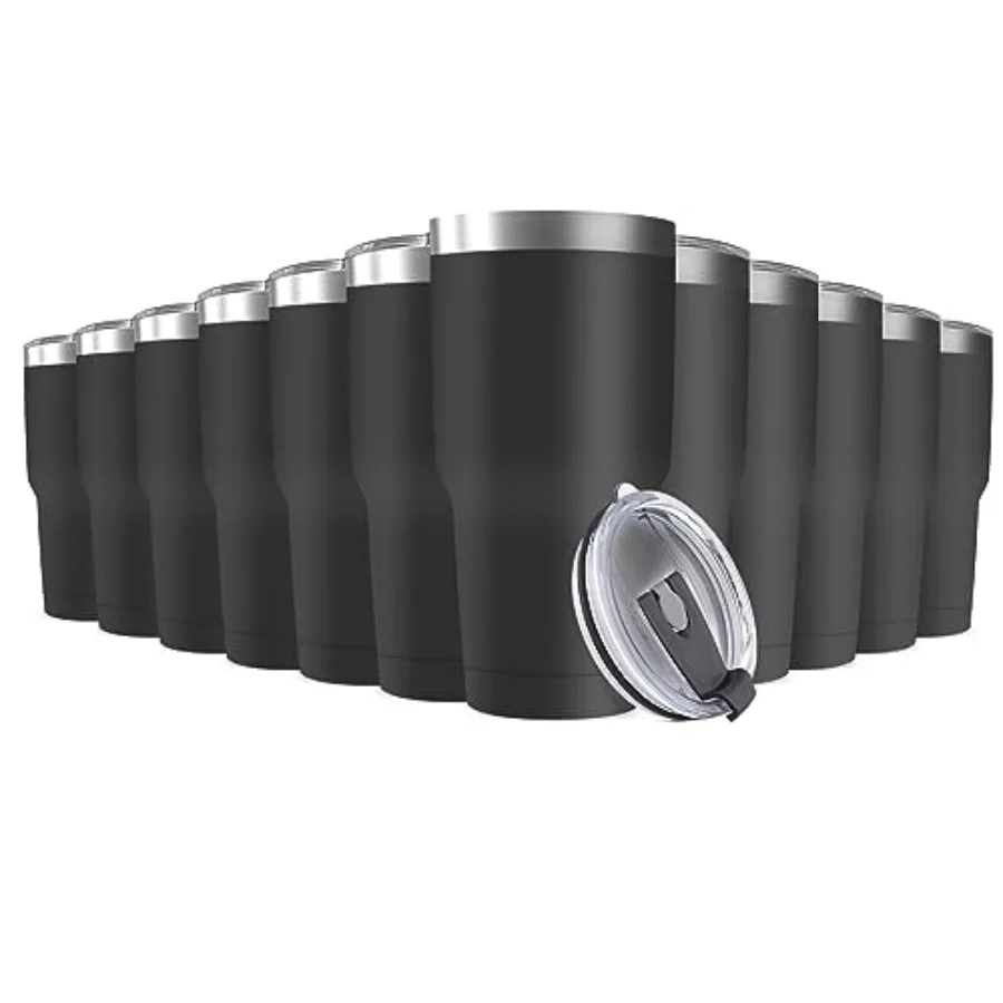 

Набор из 12 термокружек из нержавеющей стали объемом 30 унций с крышкой, двойными стенками, вакуумной изоляцией, порошковым покрытием, для кофе