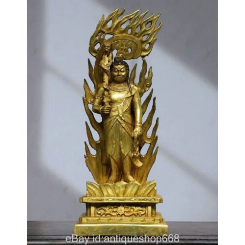 30CM Rare Old China Copper Gold Buddhism Fudo Myo-o / Acalanatha Buddha Statue