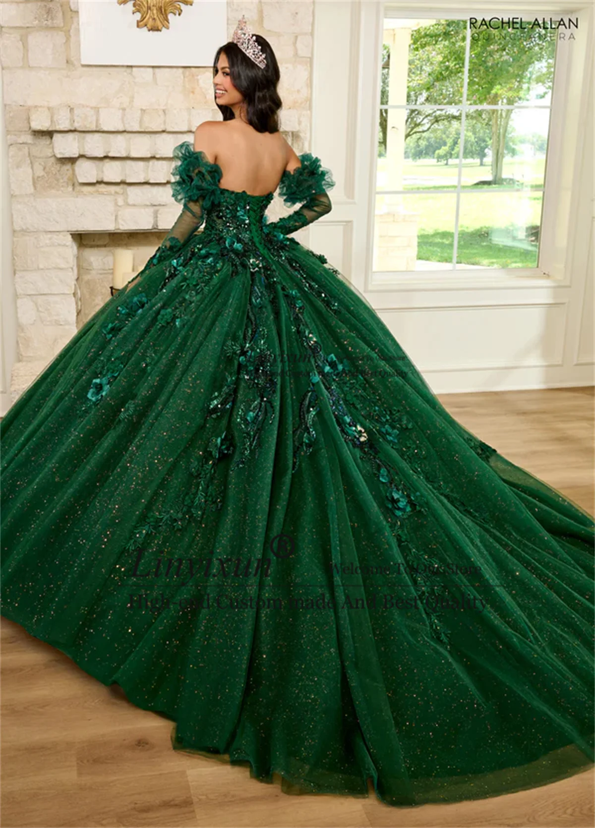 

Роскошное бальное платье Quinceanera с аппликациями, кружевными блестками, индивидуальное платье с открытыми плечами на день рождения, сладкое платье 16, Vestidos De 15 Anos