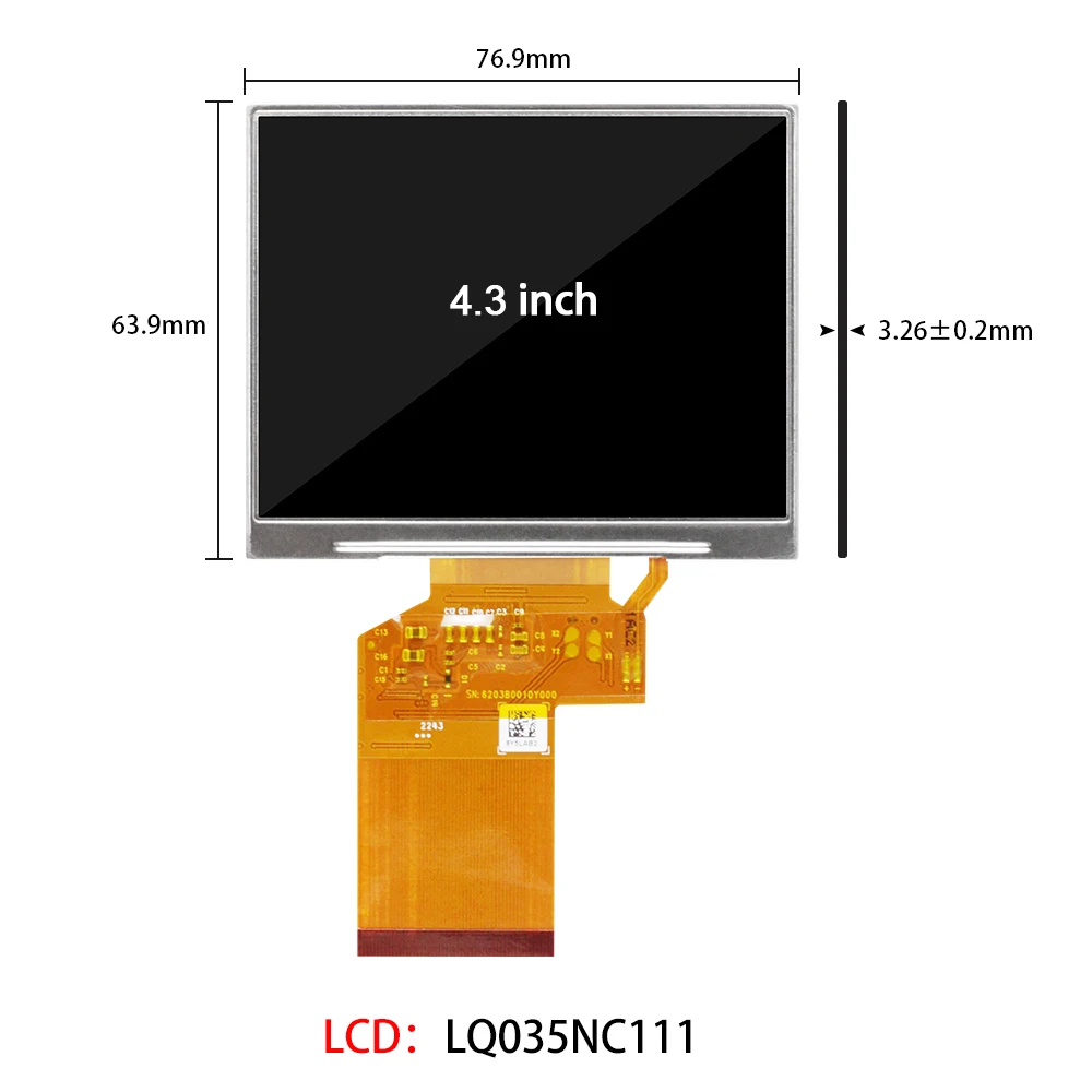 3.5inch Tpuch panels 320x240 Lcd Display 54 Pins  LQ035NC111 for Handheld Pda Portable Navigation TFT 300 Nits