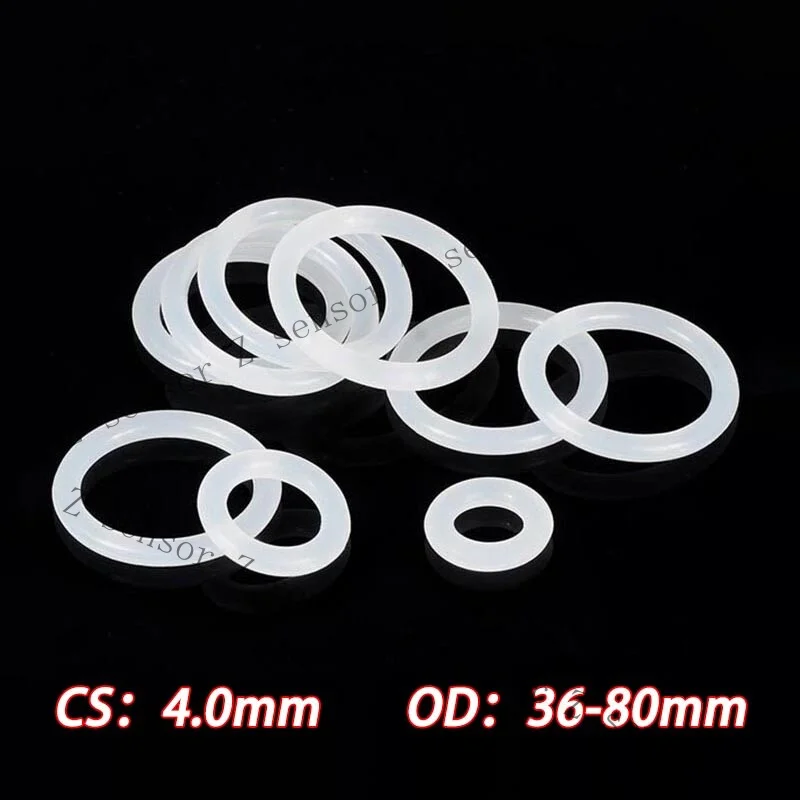 Z+  4.0mm Food Grade White Silicone Rubber O-Ring Gasket Sealing Washer OD 36-80mm