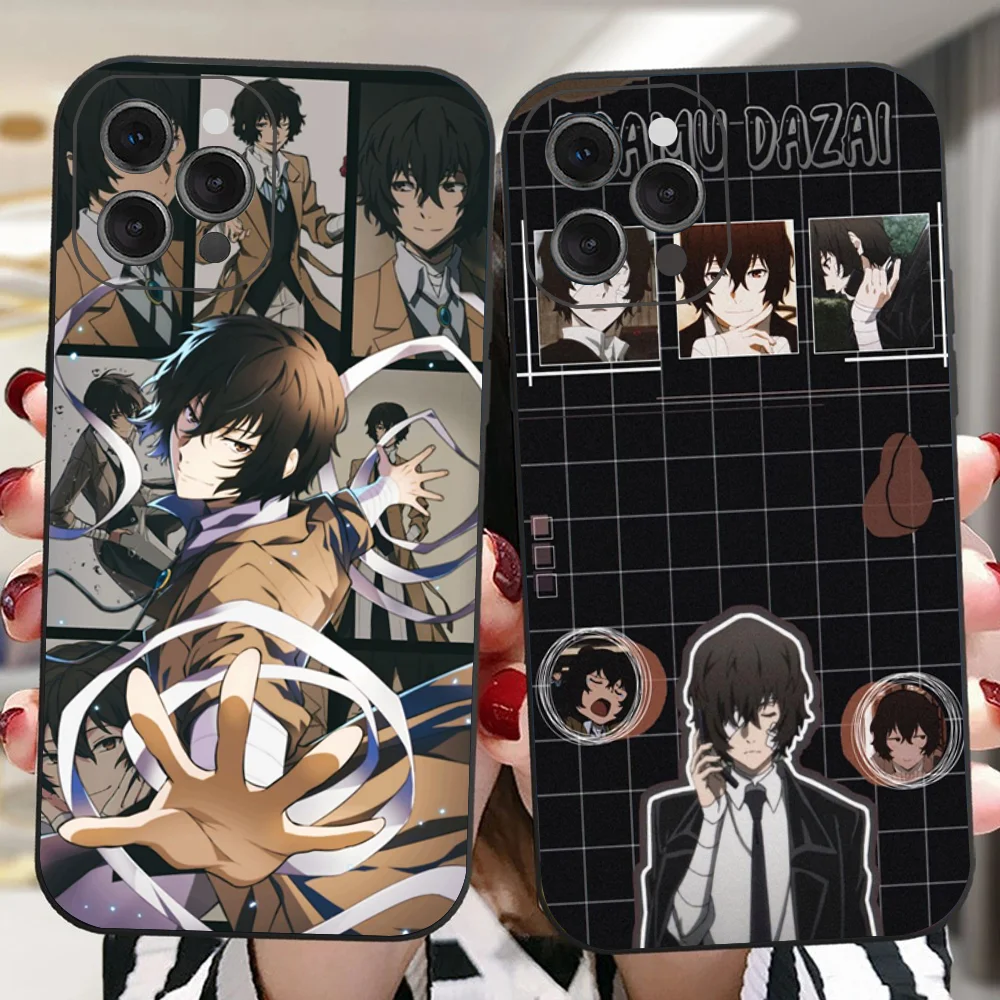 Anime Bungou Stray Dogs Dazai Osamu Phone Case For IPhone 16 15 14 13 Pro Max 11 12 Mini X Xs XR Se 2022 Black Silicone Cover