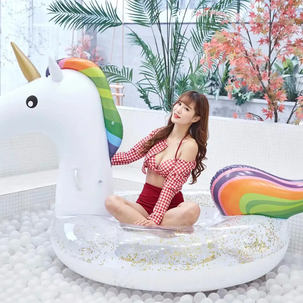 Wholesale spot inflatable unicorn pool float120cm pool float unicorn swimming floating ring