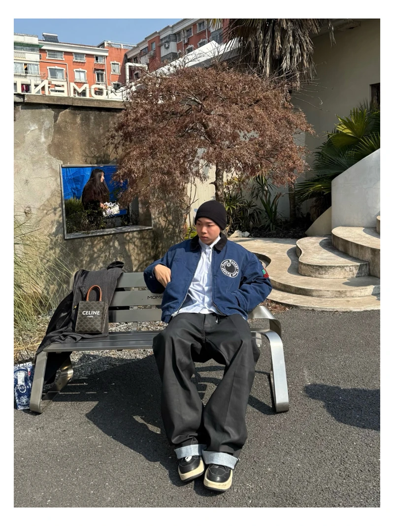 هاي ستريت جان السراويل RO نمط 25SS جديد الأصلي اللون مستقيم أنبوب فضفاض فرشاة الشمع المغلفة الشارع الشهير عارضة الدنيم السراويل #6