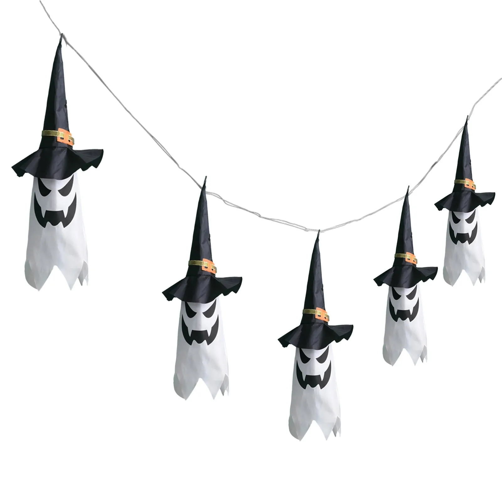 LED Halloween Decoration Flashing Light Gypsophila Ghost Festival Dress Up Glowing Wizard Ghost Hat Lamp Decor Hanging Lantern