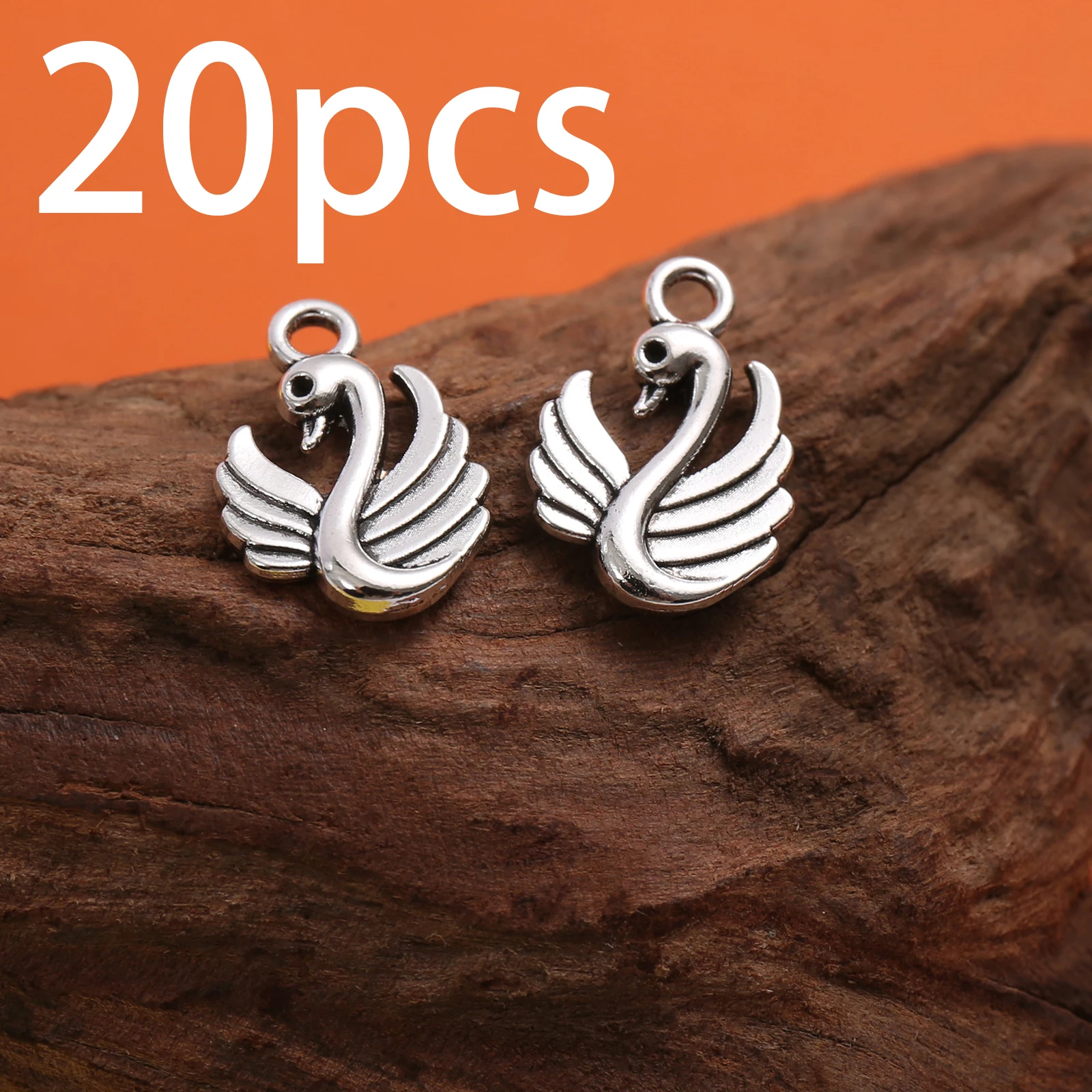 20 Pieces of Three-Dimensional Embossed Swan Charms, Layered Winged Elegant Swan Pendants, Suitable for DIY Bracelets, Necklaces, and Earrings, Elegant and Romantic Handmade Beaded Jewelry Accessories