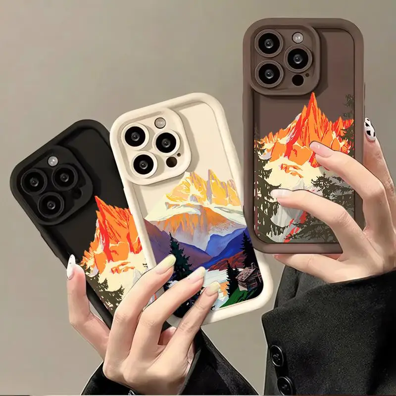

Mountain Peak Lake Case For Apple iPhone 15 11 13 14 Pro Max 12 Silicone 15 Plus 11Pro Soft Phone Cover