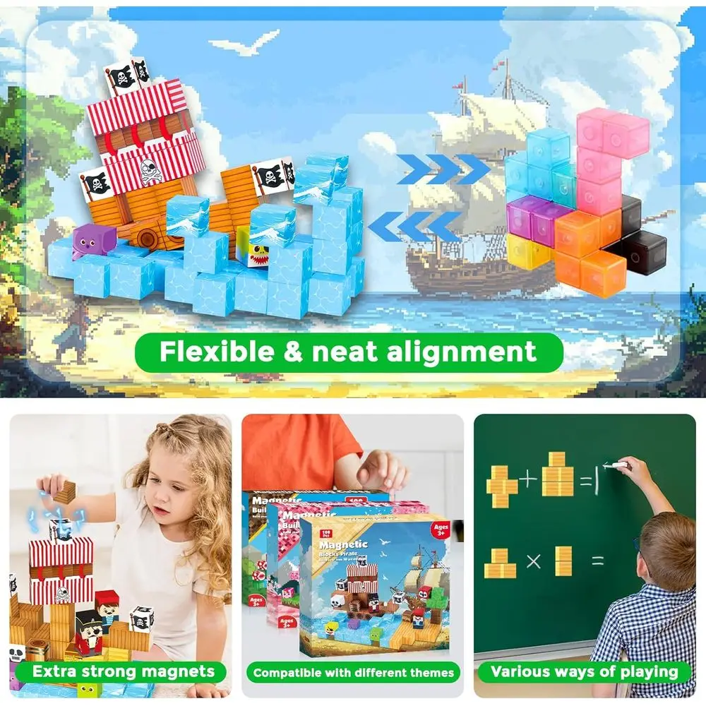 Set da costruzione magnetico STEM: magneti educativi da 100 pezzi per bambini, regalo ideale per età compresa tra 3 e 10 anni