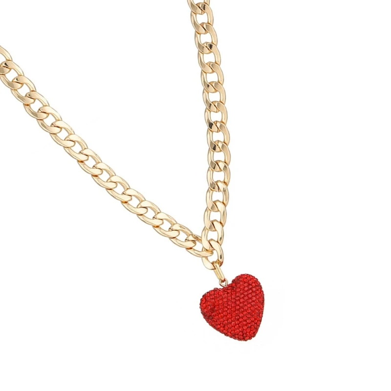 

Heart Charm Necklace Thick Chain Necklace Heart Drop Earrings Eye Catching Women Fashion Accessory Pendant Earrings Dropship