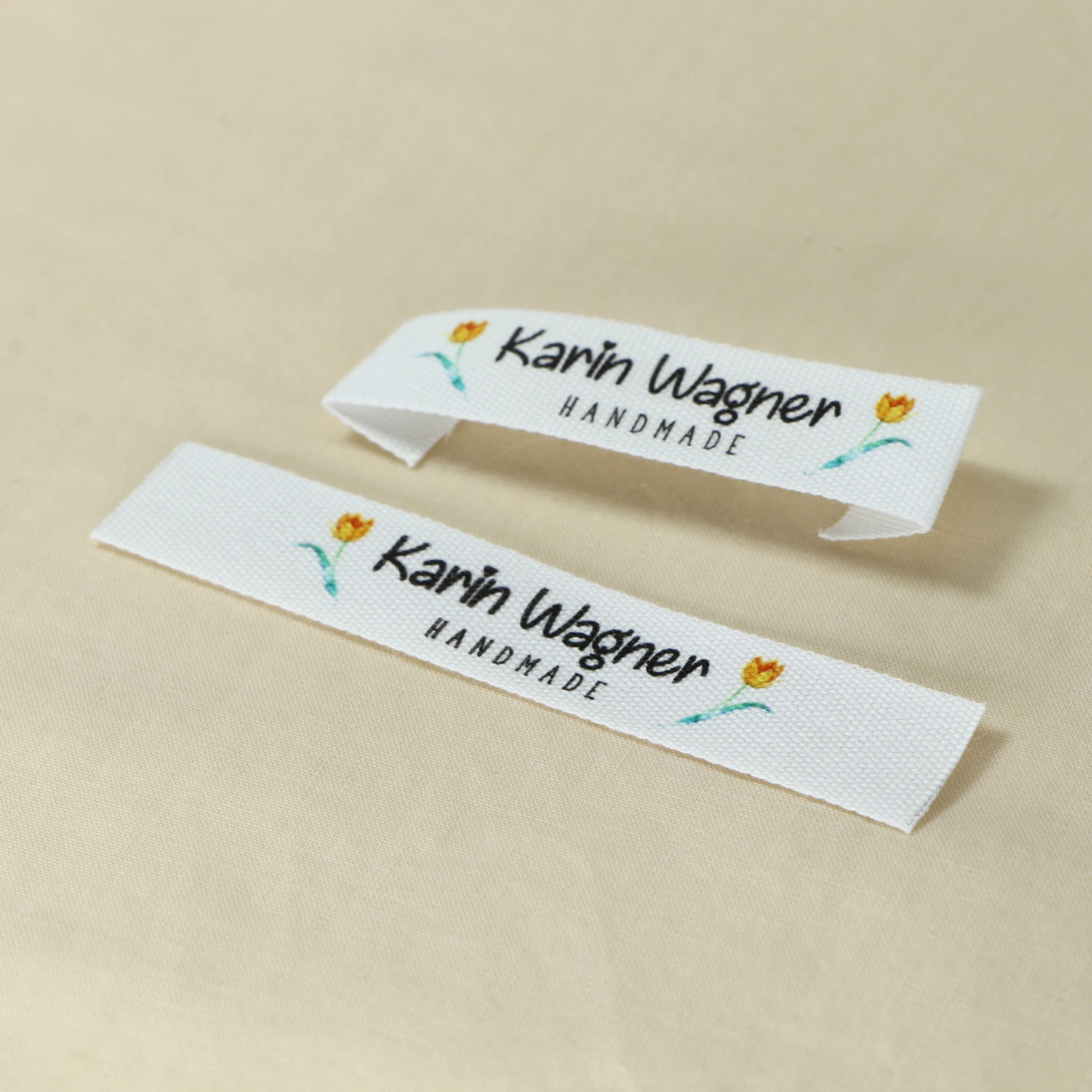 Custom Clothing Labels - Personalized Brand , Organic Cotton Ribbon Labels , Logo or Text,  Sewing Labels (FR268)