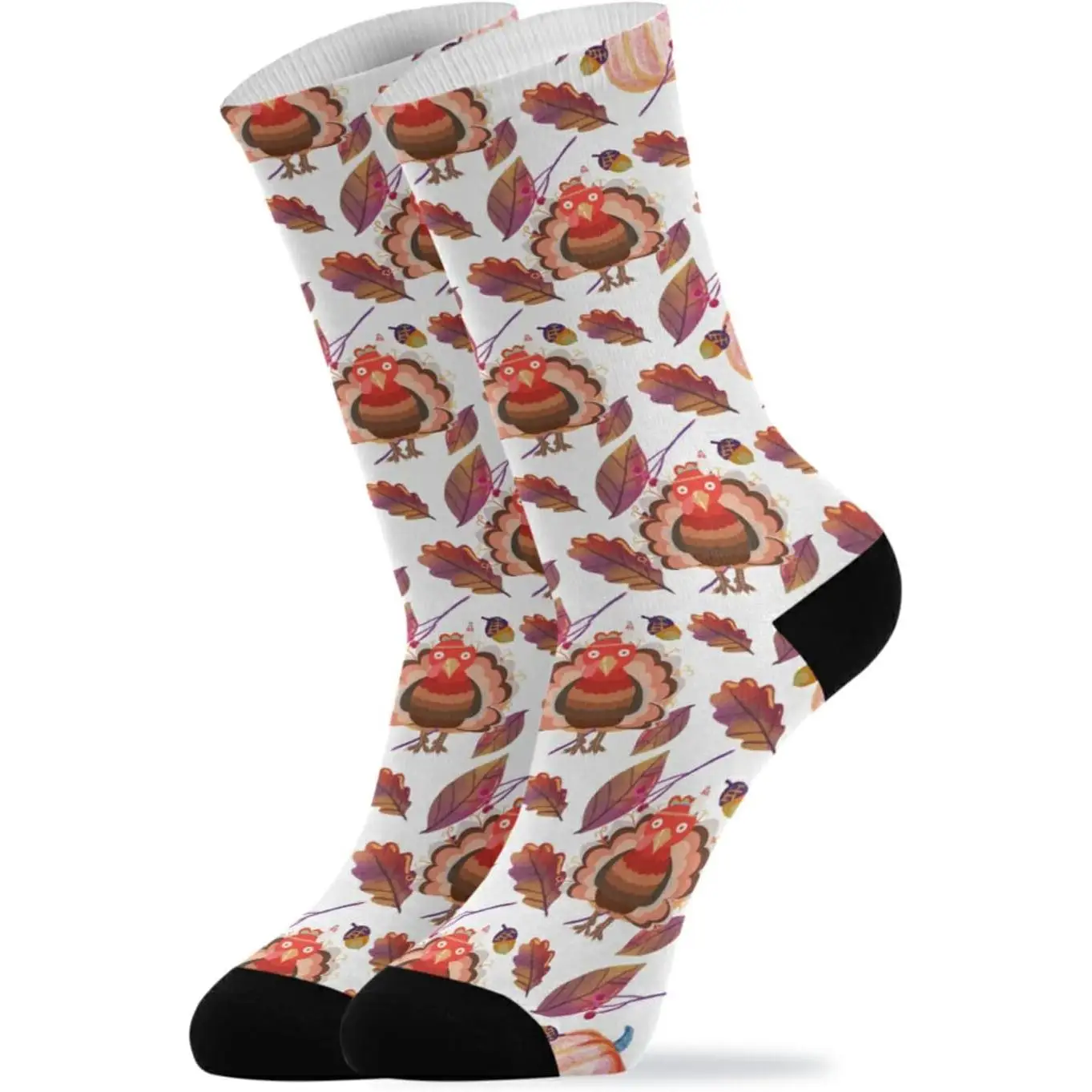 

Носки с тыквой и индейкой на День Благодарения, забавные милые новинки, сумасшедшие забавные носки, один размер, Harajuku, ретро-стиль, дышащие, нескользящие, спортивные