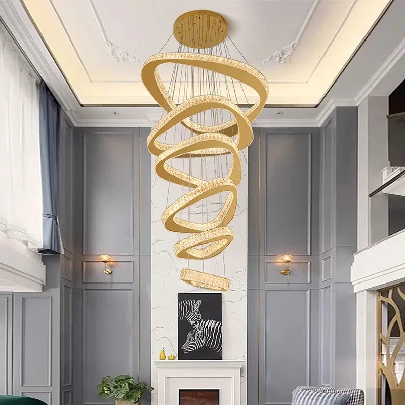 Modern home decoration crystal chandelier, stair Pendant lamp, living room Pendant lights, interior lighting