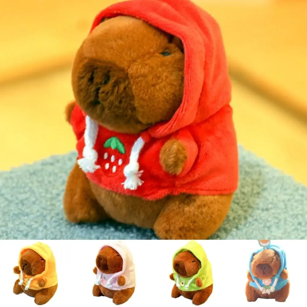 ตุ๊กตาคาปิบาร่าน่ารัก มีปีก คลุมด้วยเสื้อฮู้ด ขนาดเล็ก แบบอนิเมะ ขนฟู ของเล่นสำหรับงานวันเกิด เด็กชาย เด็กหญิง