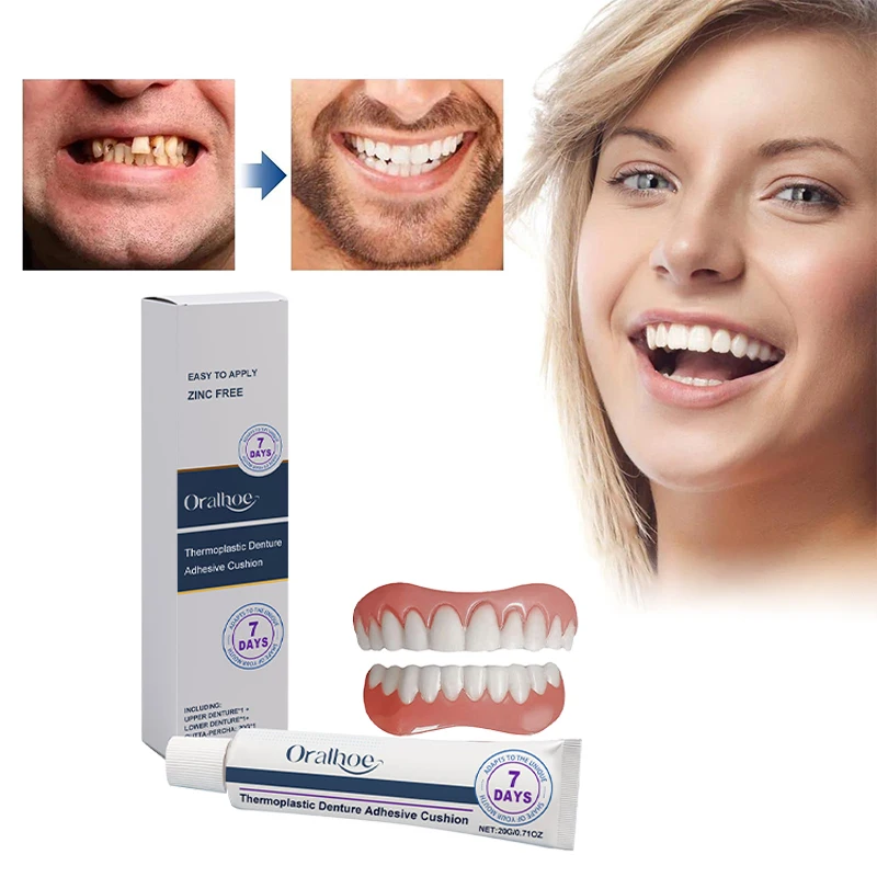 

Silicone Denture Adhesives Set Fit Temporary Orthodontic Teeth Denture Fake Oral Hygiene Care Whitening Denture Simulation Brace