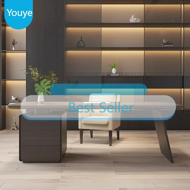 Hi Luxury Aesthetic Office Desk Reception Upgrade Wooden Modern Computer Desk Workstations Black Scrivania Da Ufficio Furniture
