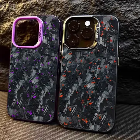 Forged Carbon Fiber Pattern Phone Case For iPhone 16 15 14 13 12 11 Pro Max XS X XR 7 8 Plus Mini SE 2020 2022 Bumper Funda