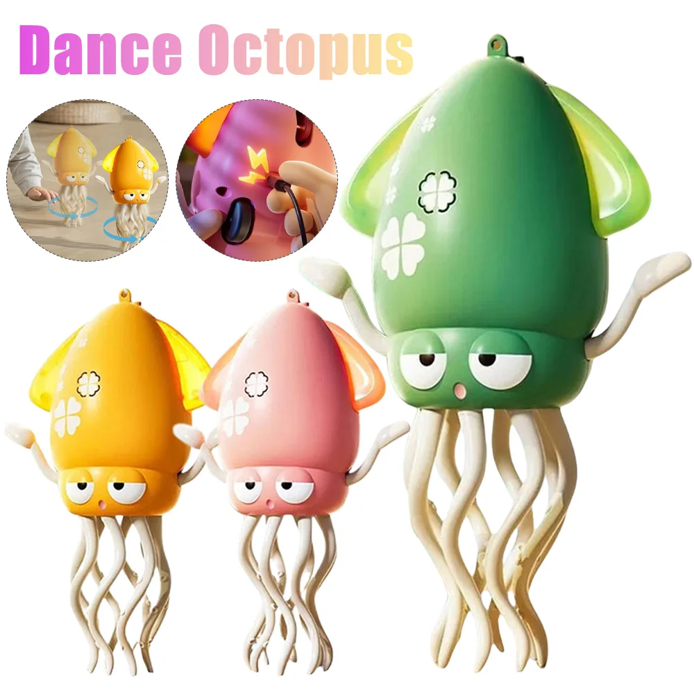 

Electronic Dancing Squid Toys with Light Music Funny Induction Lying Flat Squid Toddler Interactive Development Tummy Time Gifts