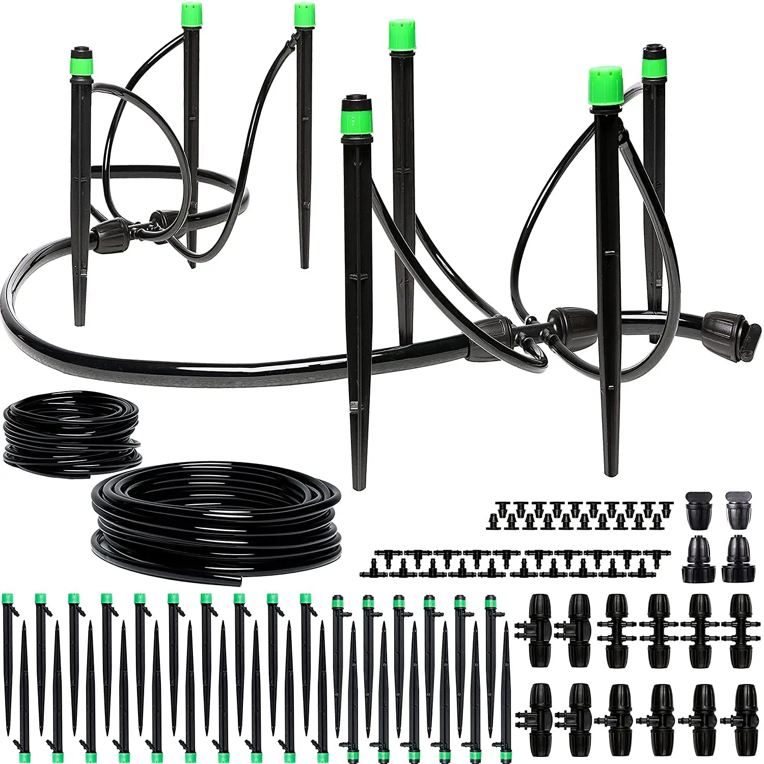 

Drip Irrigation System Drip Irrigation Kit with Drip Emitters 5/16" and 1/4" Hose Barbed Fittings Adjustable Irrigation System