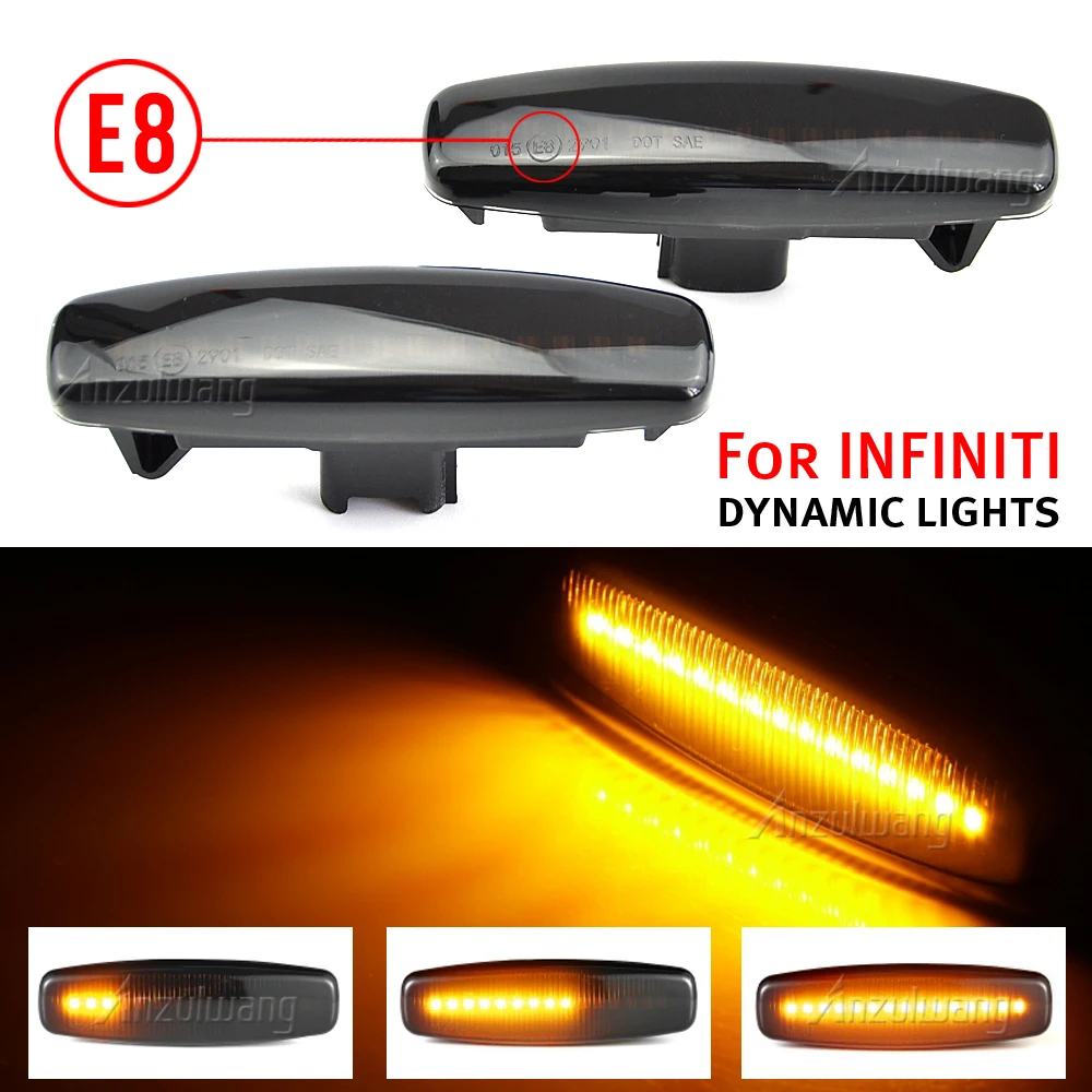 2Pcs Turn Signal Lights Dynamic Blinker LED Side Marker For Infiniti EX25 EX35 EX37 FX35 FX37 G25 G35 Q40 Q60 Q70 QX50 QX70 M37