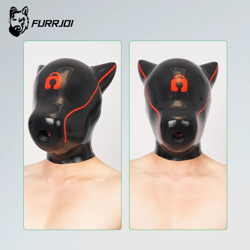 قناع كلب واقعي من السيليكون من Furrjoi IDO مع فتحة قابلة للإدخال للعب الأدوار للكلاب