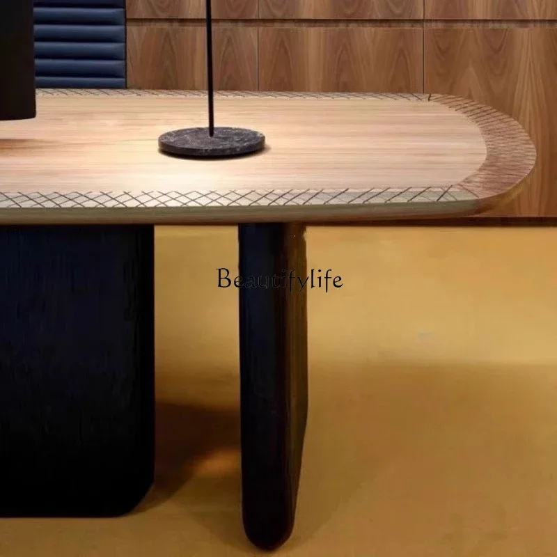 

ld14 Vintage Style Solid Wood Retro Dining Table French Minimalist Art Conference Table