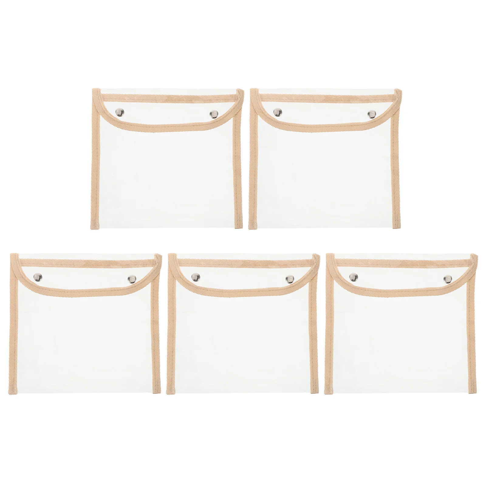 

5pcs Clear Pencil Case: Large Capacity Transparent Pvc Pouch Snap Closure Stationery Bag For School Office Makeup Toiletries