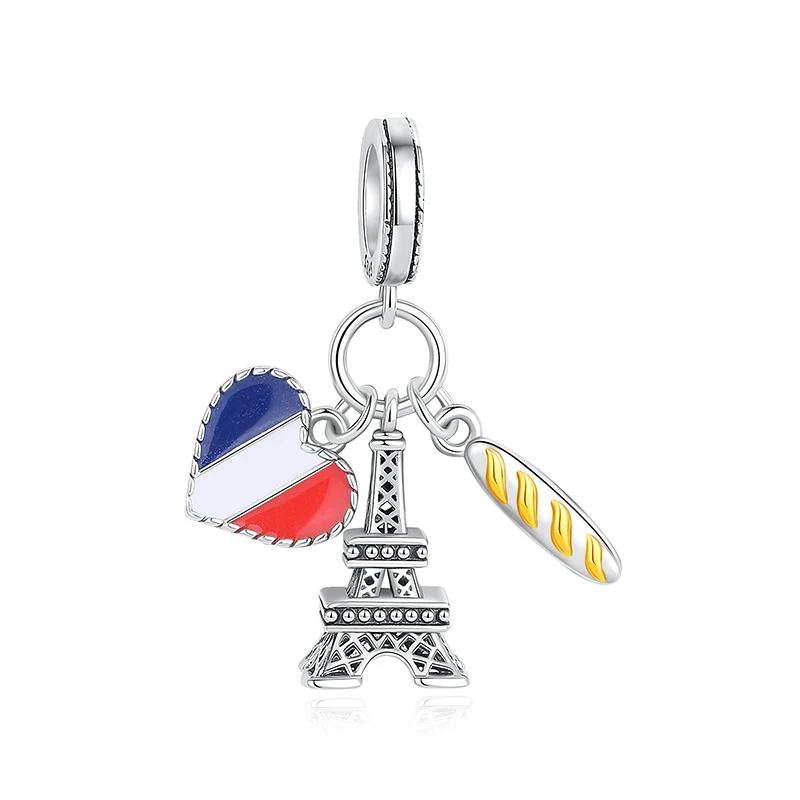 Original 925 Sterling Silber Charms Liebes-Reisekoffer London Bus Anhänger Perlen Passend für Armbänder Halsketten Schmuck für Frauen