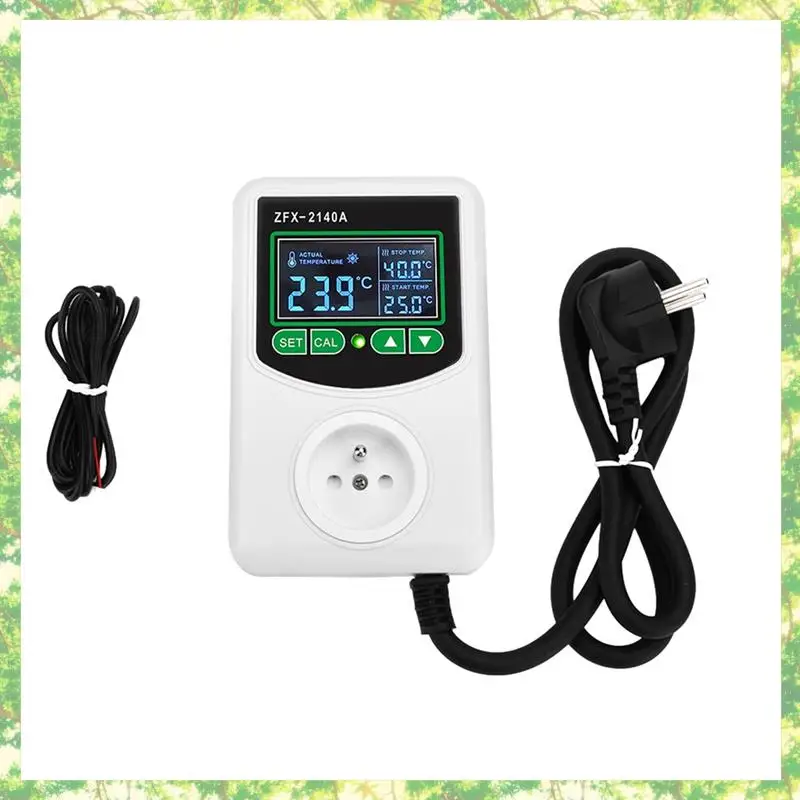 Smart-ZFX-2140A display digital lcd de alta potência controlador de temperatura soquete termostato sensor sonda plugue da ue