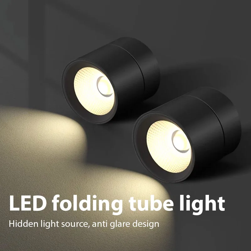Luces empotradas LED COB giratorias regulables, lámpara de techo LED montada en superficie de 15W, focos de pista de fondo de 220V para sala de estar
