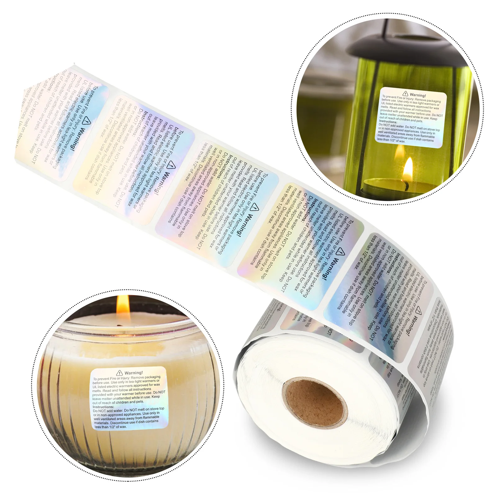 

1 Roll Warning Stickers Waterproof Safety Decal for Jars Wax Melting Label Adhesive Sticker Decal