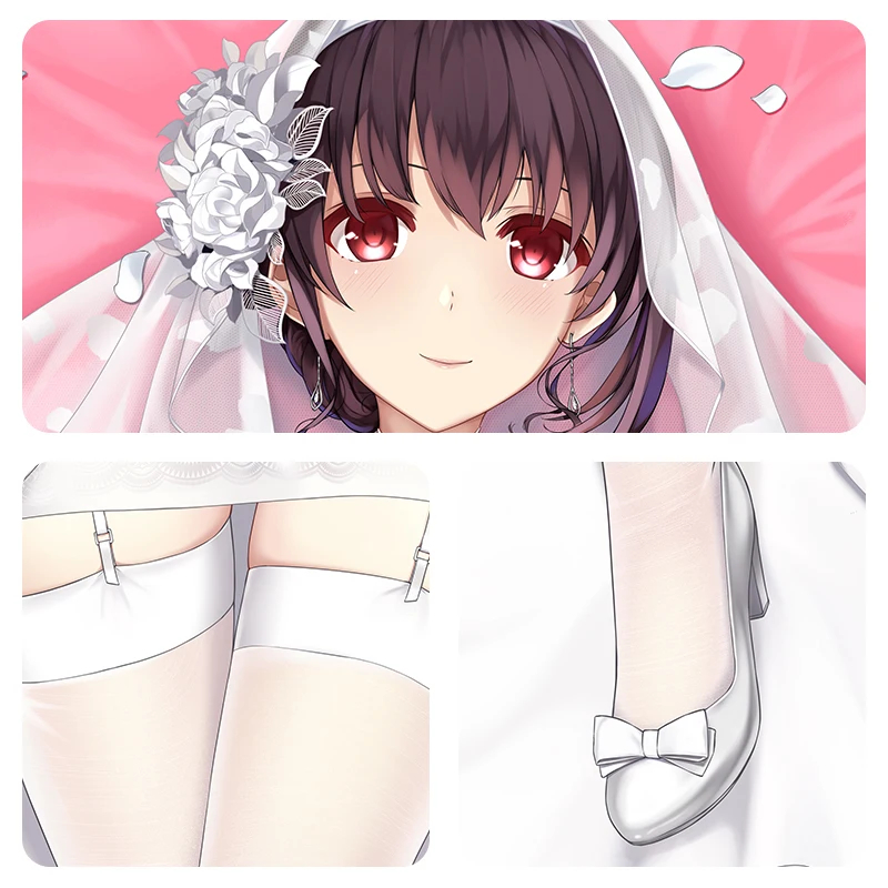 Comment élever une petite amie ennuyeuse Kasumigaoka Utaha Cosplay Dakimakura 2 Organise Hing Body Case, Otaku Oreiller Juste de coussin