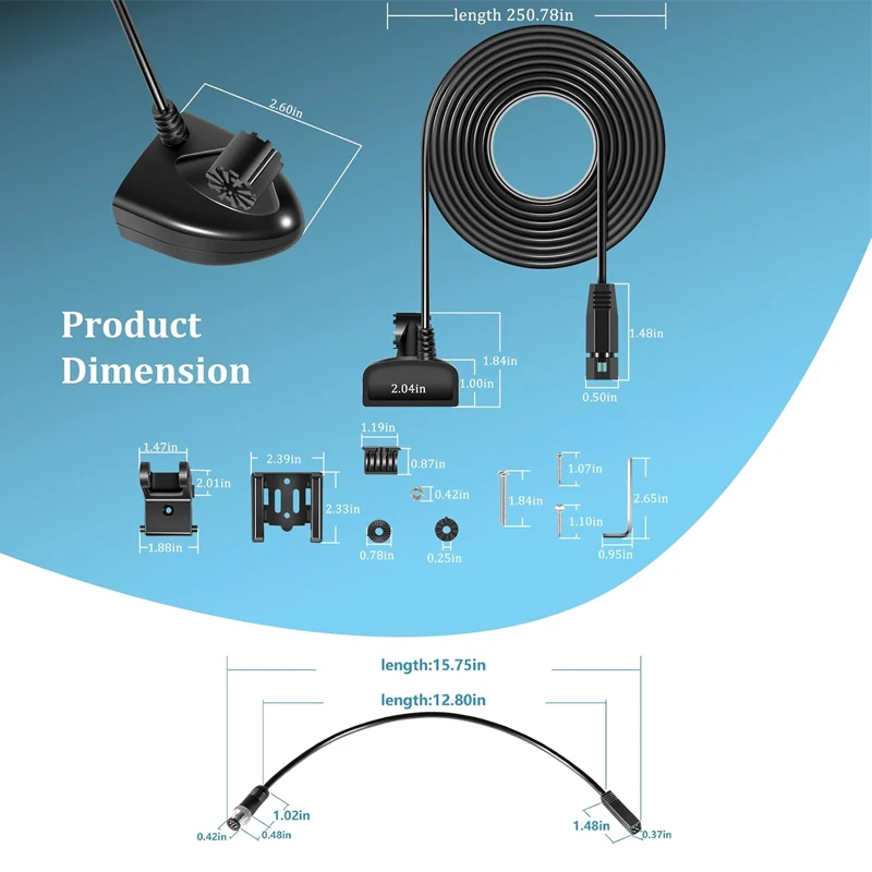For Helix 7/8/9/10/12 Fish Finders Replace XNT-9-HW-T Transom Temperature Transducer & 720074-1 AS EC QDE Ethernet Adapter Cable