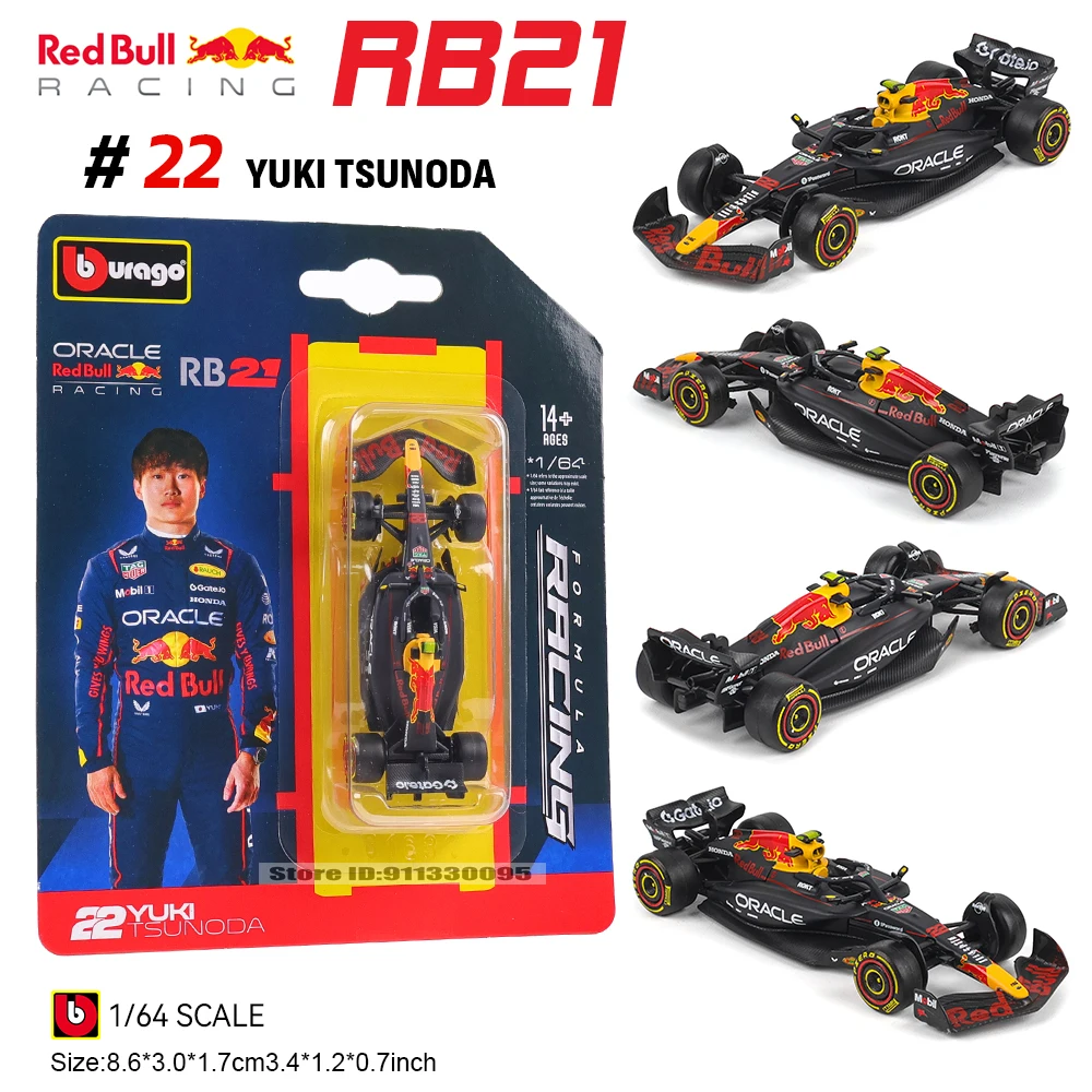 Bburago 1:64 Oracle Red Bull Racing 2025 F1 RB21 # 1 Verstappen # 22 Yuki Tsunoda Legierungsautomodell Sammlerstücke Neuestes Modell – Detail 12