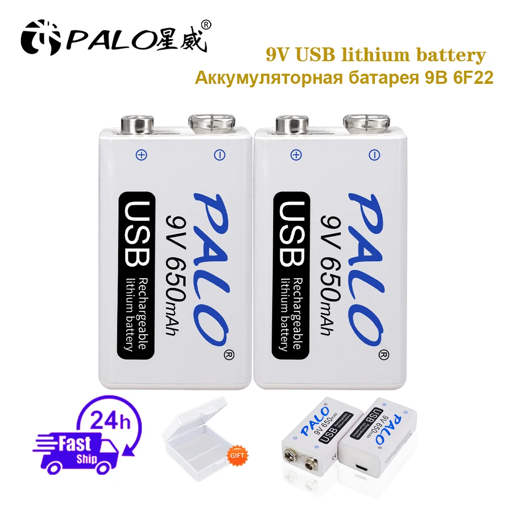 9V 6F22 650mAh Micro USB Batteries Li-ion Li ion Lithium 9 Volt Rechargeable Battery for Helicopter Model Microphone Guitar Toy