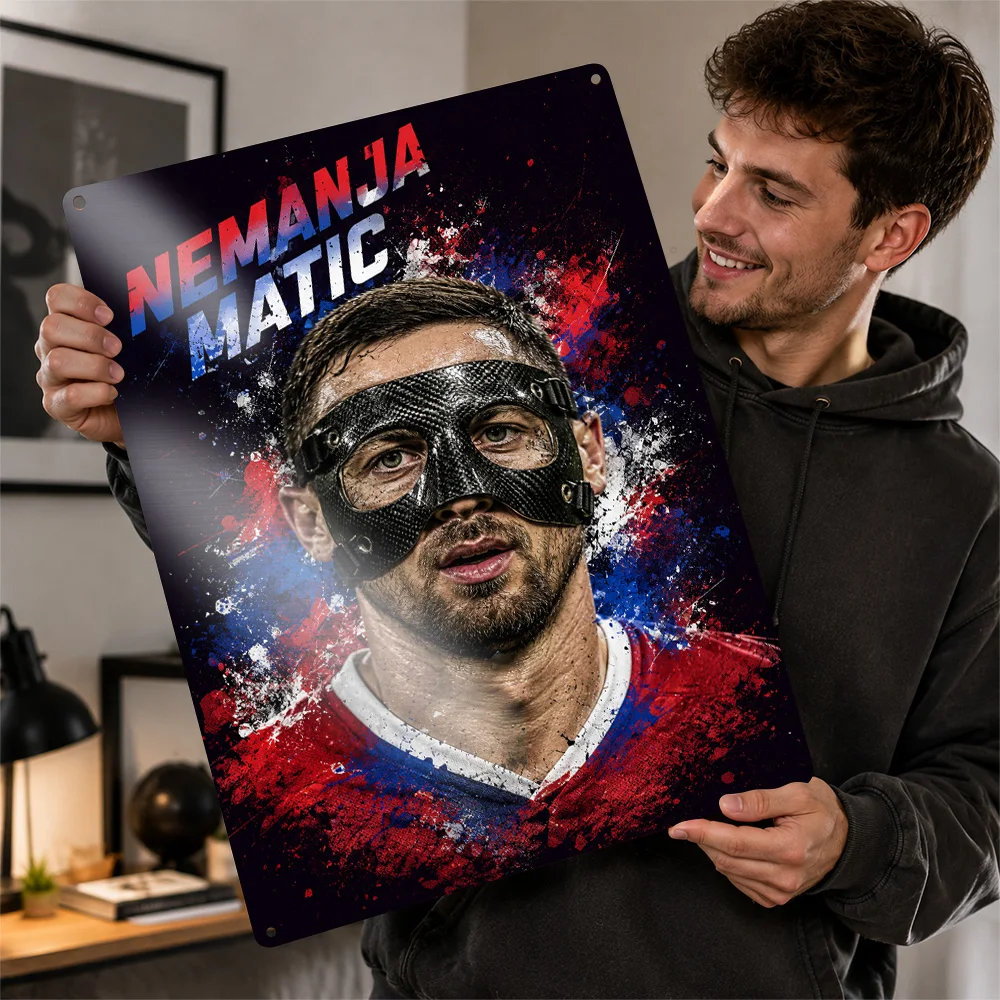 Nemanja Matić Football Printed Poster Personalized Aluminum Metal Sign Club Legacy Style Wall Art Ideal For Office Or Home Gym