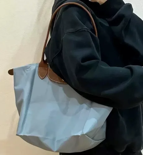 Bolsos de mano de nailon hobos plegables para mujer, bolsos de mano clásicos para mujer, bolsos de hombro bordados, bolsos con asas cortas y largas