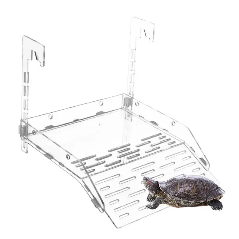 Rampa para tomar el sol de tortuga, rampa de escalada transparente acrílica para acuario, reposo de reptiles, terraza, accesorios para tanque de tortuga para lagartos y ranas