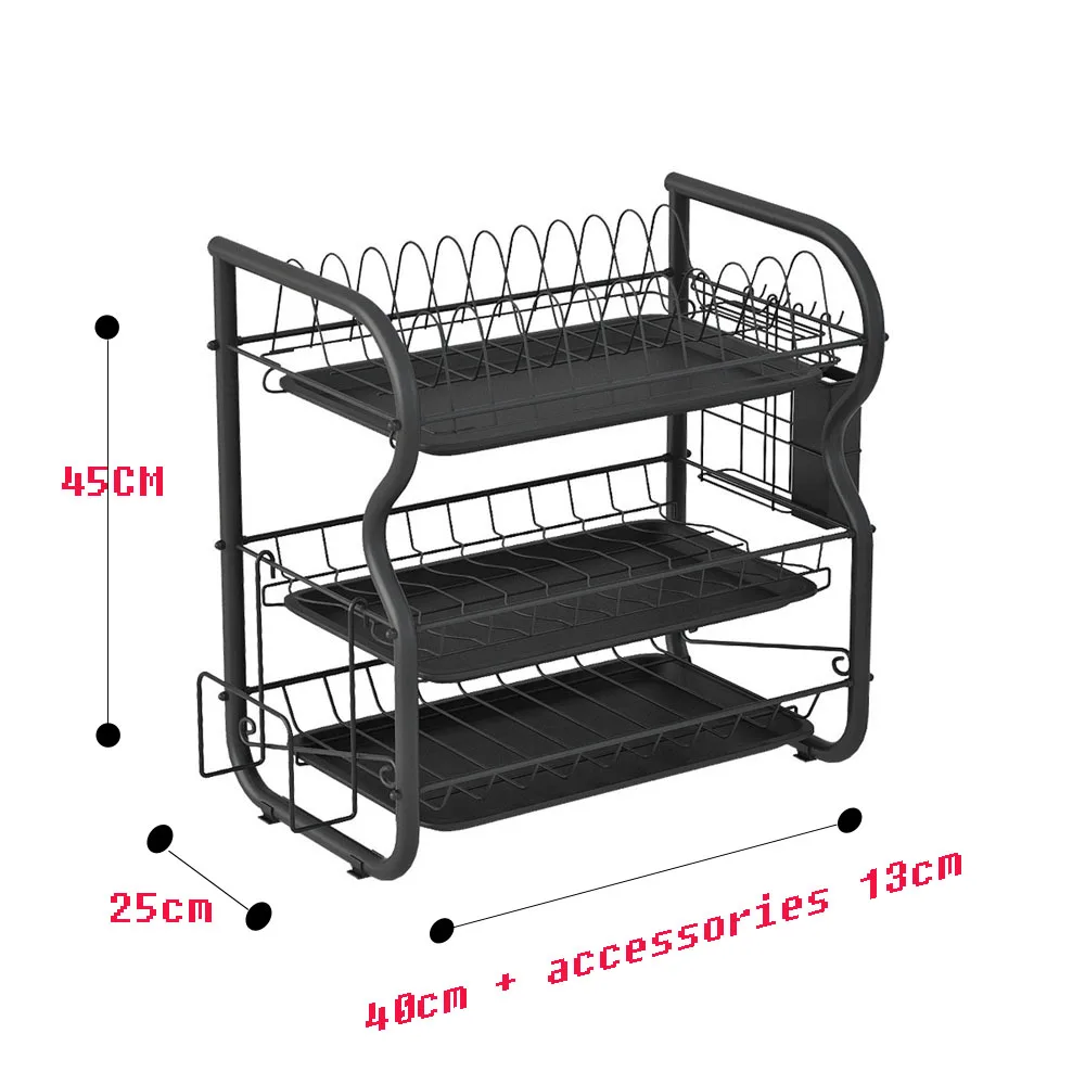 

Новая сушилка для посуды, сушилка для хранения, держатель для столовых приборов, стойка, 3-х слойный Железный органайзер для столовой посуды, кухонные инструменты для чашек и блюд