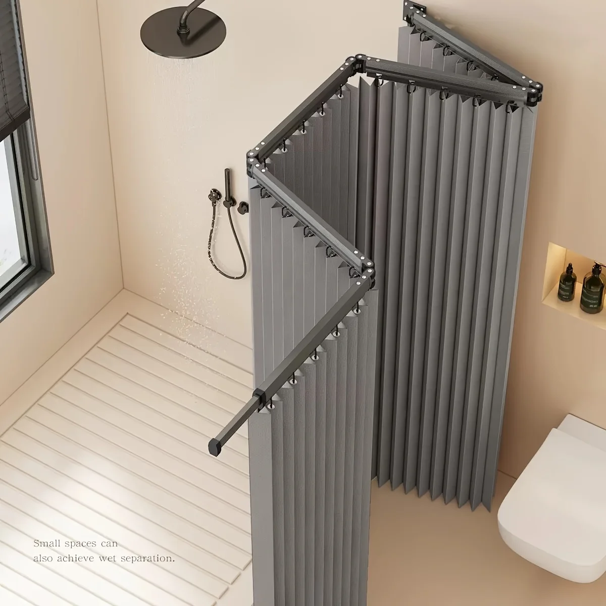 Foldable Magnetic Shower Curtain Waterproof Privacy Divider Shower Screen for Home Apartment Dorm Modern Decor